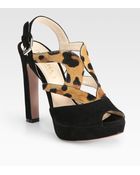 Prada Suede Haircalf Sandals - Lyst