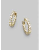 Roberto Coin Diamond 18k Yellow Gold Hoop Earrings - Lyst