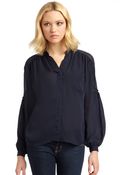 Madison Marcus Sheer Panel Silk Blouse - Lyst