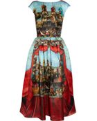 Dolce & Gabbana Printed Silk-Organza Midi Dress - Lyst