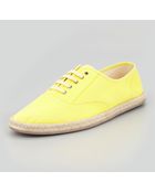 Ralph Lauren Laceup Canvas Espadrille Sneaker Yellow - Lyst