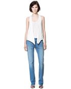 Zara Straight Ripped Jeans - Lyst