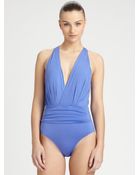 Badgley Mischka Onepiece Plungefront Swimsuit - Lyst