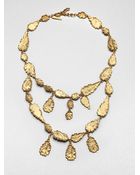 Oscar de la Renta Twotier Textured Bib Necklace - Lyst