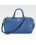 Prada Pebbled Leather Round Satchel - Lyst