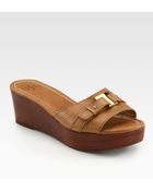 Tory Burch Casey Leather Wedge Slides - Lyst
