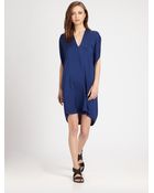 Vince Silk Georgette Draped Dress - Lyst