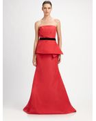 Carolina Herrera Strapless Silk Faille Gown - Lyst
