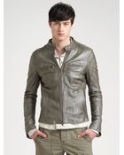 Converse Crinkled Leather Jacket - Lyst