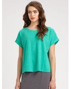 Eileen Fisher Dolman Sleeved Slub Hemp Cotton Top - Lyst