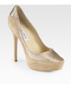 Jimmy Choo Sepia Suede Glitter Platform Pumps - Lyst