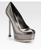 Saint Laurent Metallic Leather Platform Pumps - Lyst