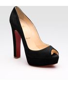 Christian Louboutin Peep Toe Suede Platform Pumps - Lyst