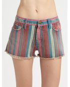 Current/Elliott The Boyfriend Striped Shorts - Lyst