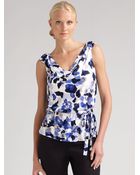 Escada Bowshoulder Floral Print Blouse - Lyst
