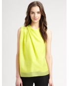 Halston Heritage Pleatshoulder Sleeveless Blouse - Lyst