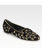 Alexander McQueen Velvet Bee Smoking Slippers - Lyst
