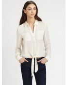 Theory Orencia Silk Tiefront Blouse - Lyst
