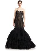 Zac Posen Strapless Lace Gown - Lyst