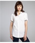 Burberry Brit White Stretch Cotton Button Front Blouse - Lyst