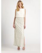 Aidan Mattox Silk Chiffon Beaded Lace Gown - Lyst