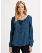 Rebecca Taylor Kimono Printed Silk Blouse - Lyst