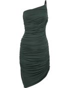 Halston Heritage Asymmetric Ruched Jersey Dress - Lyst