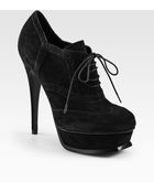 Saint Laurent Tribute Richel Suede Laceup Ankle Boots - Lyst