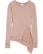 Oak Asymmetric Split Front Cotton Fleece Sweatshirt - Lyst
