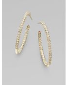 Roberto Coin Diamond 18k Yellow Gold Hoop Earrings - Lyst