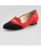 Charlotte Olympia Bisoux Suede Lipdetail Smoking Slipper - Lyst