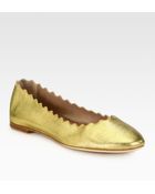 Chloé Metallic Suede Scalloped Ballet Flats - Lyst