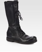 Marsell Tall Leather Laceup Combat Boots - Lyst