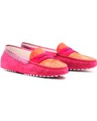 Tod's Gommini Suede and Snakeskin Loafers - Lyst