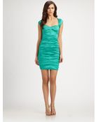 Nicole Miller Ruched Taffeta Dress - Lyst
