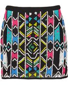 Topshop Aztec Embellished Mini Skirt - Lyst