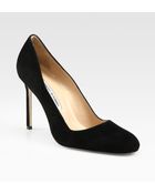 Manolo Blahnik Bb Suede Round Toe Pumps - Lyst