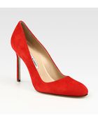 Manolo Blahnik Bb Suede Round Toe Pumps - Lyst