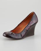 Lanvin Pythonprint Ballerina Wedge Pump Plum - Lyst