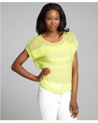 Greylin Chartreuse Silk Chiffon Tiered Trim 'Marina' Blouse - Lyst
