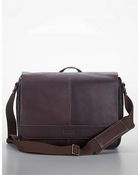 Kenneth Cole Reaction Brown Leather Messenger Bag - Lyst