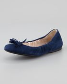 Prada Suede Tassel Ballet Flat - Lyst