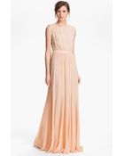 Alice + Olivia Triss Leather Trim Maxi Dress - Lyst