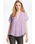 L'Agence Pleated Silk Blouse - Lyst