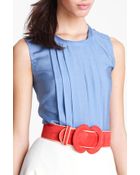Oscar de la Renta Contrast Piping Suede Belt - Lyst