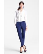 Oscar de la Renta Ruffle Front Blouse - Lyst