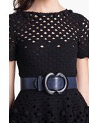 Oscar de la Renta Contrast Piping Leather Belt - Lyst
