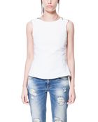 Zara Jacquard Top with Zips On The Shoulder - Lyst