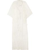 Oscar de la Renta Broderie Anglaise Cotton Kaftan - Lyst