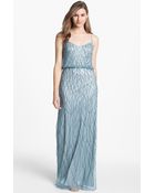 Adrianna Papell Beaded Mesh Blouson Gown - Lyst